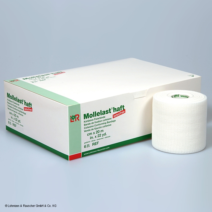 Mollelast haft latexfrei Fixierbinden weiß, 20 m x 8 cm (6 Stck.)