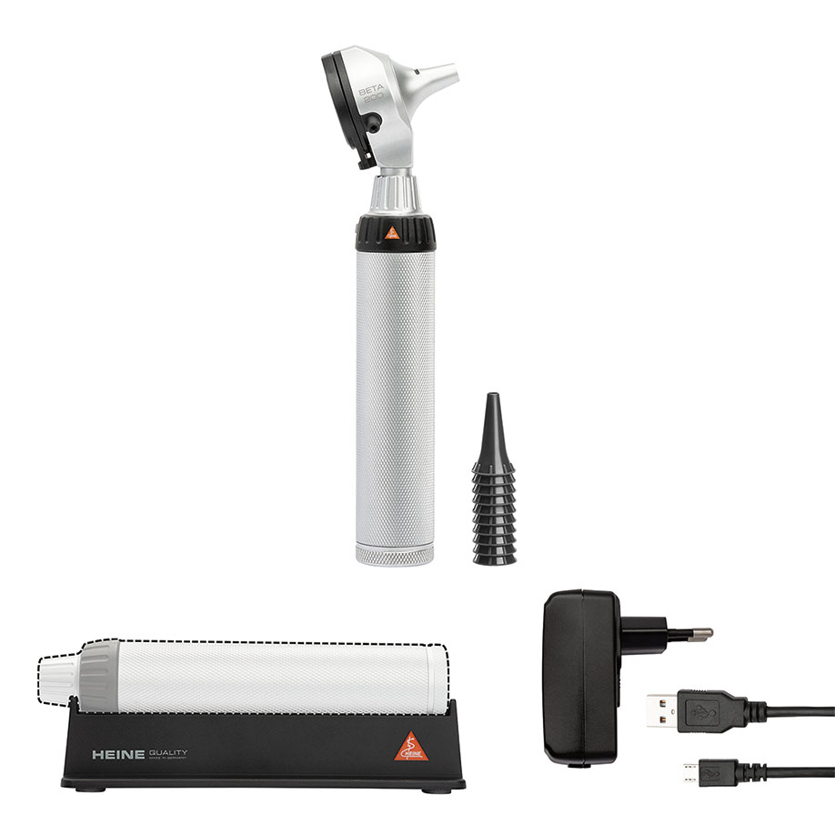 BETA 200 LED F.O. Otoskop-Kit 3,5 V mit BETA4 USB Ladegriff mit USB Kabel,