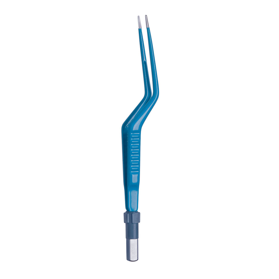bipolare Pinzette, bajonettförmig, spitz, 0,3 mm, 24 cm lang