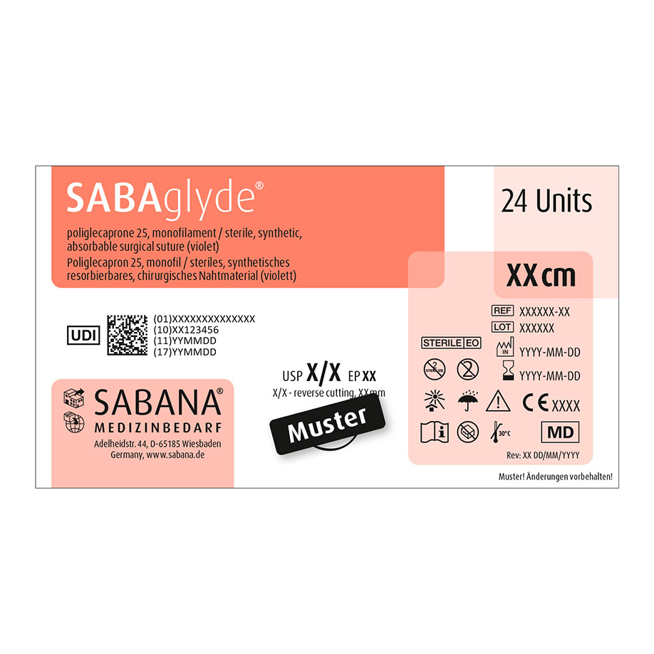SABAglyde 3-0=2 ungefärbt monofil Nahtmaterial Fadenlänge 70 cm (24 Stck.)