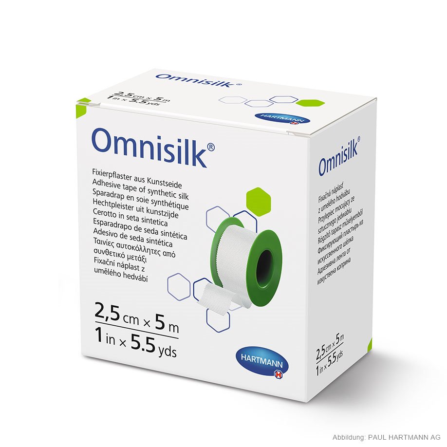Omnisilk Fixierpflaster 5 m x 2,5 cm, mit Sprengring
