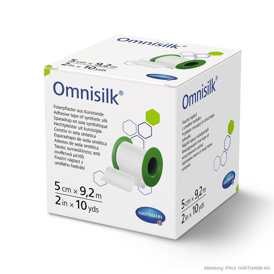 Omnisilk Fixierpflaster 9,2 m x 5 cm, auf Kunststoffspule