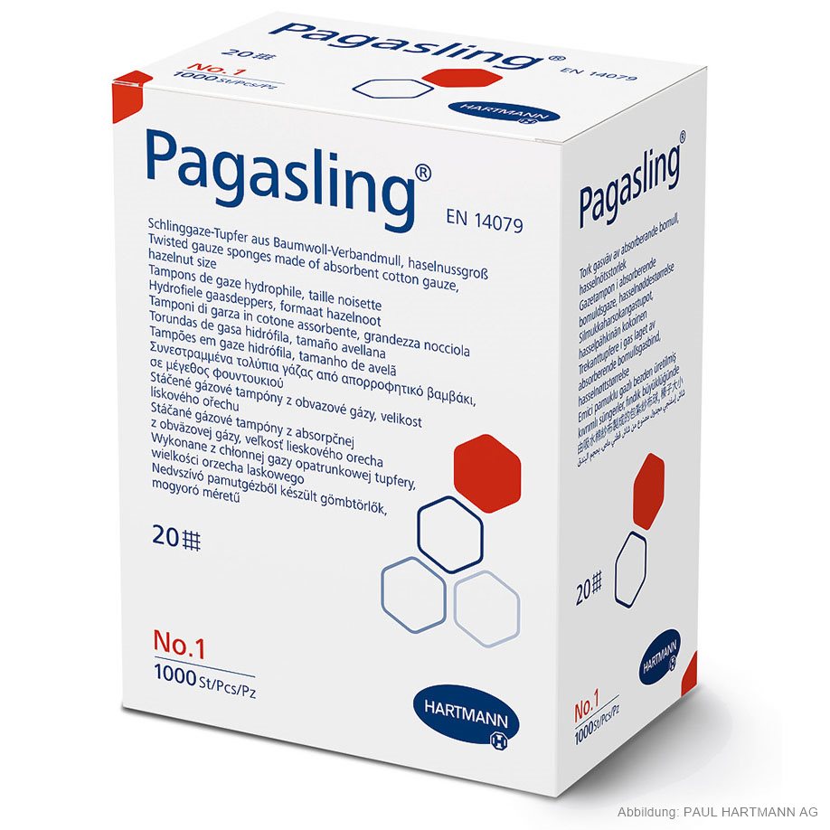 Pagasling Schlinggazetupfer unsteril Gr. 1, haselnußgroß (1000 Stck.)