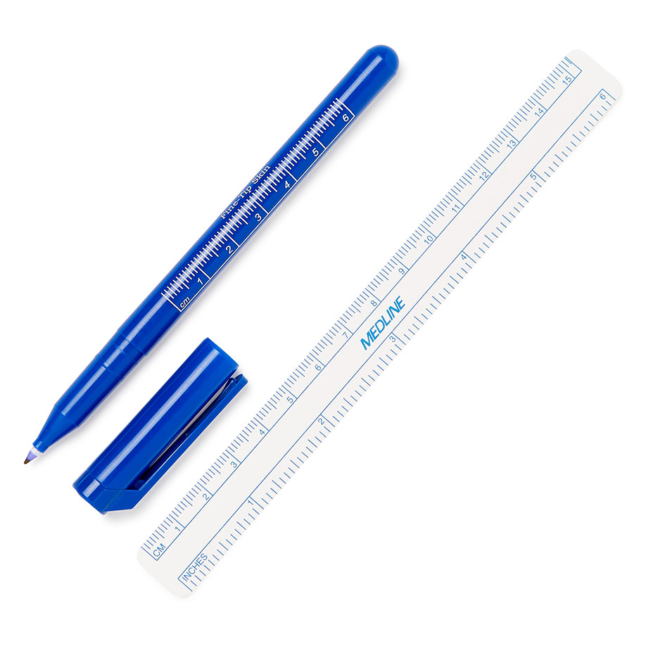 Hautmarkierungsstifte steril, dunkelblau feine Spitze, mit Lineal (50 Stck.)