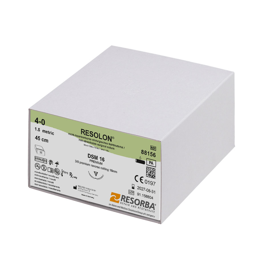 RESOLON DSM 16 4/0=1,5 blau monofil, Nahtmaterial Fadenlänge 45 cm (36 Stck.)