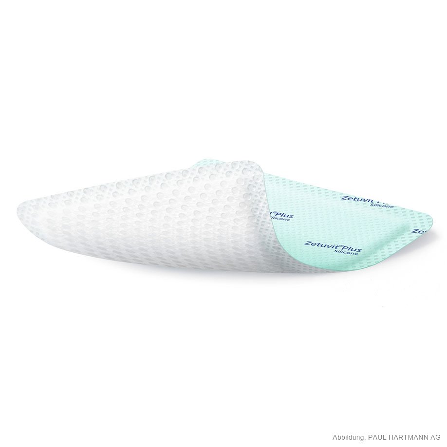 Zetuvit Plus Silicone Saugkompressen steril 8 x 8 cm (10 Stck.)