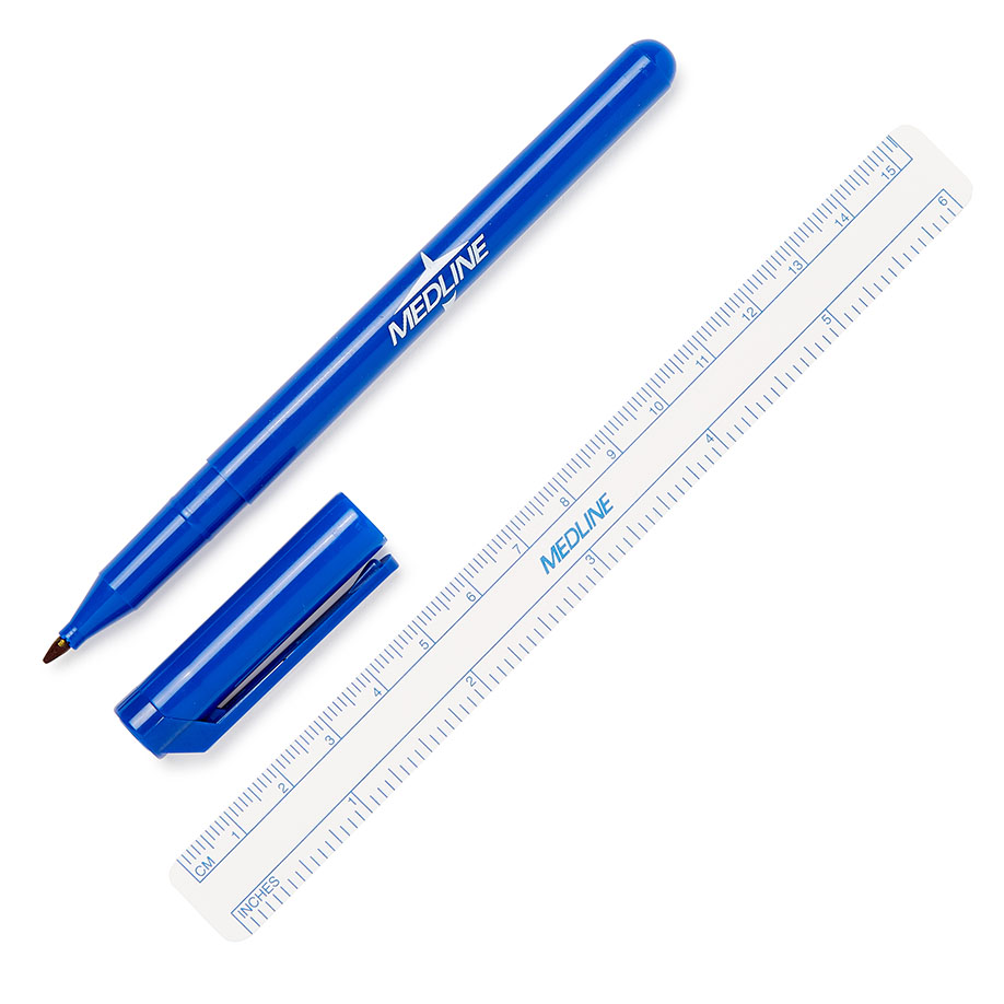 Hautmarkierungsstifte steril, dunkelblau normale Spitze, mit Lineal (50 Stck.)