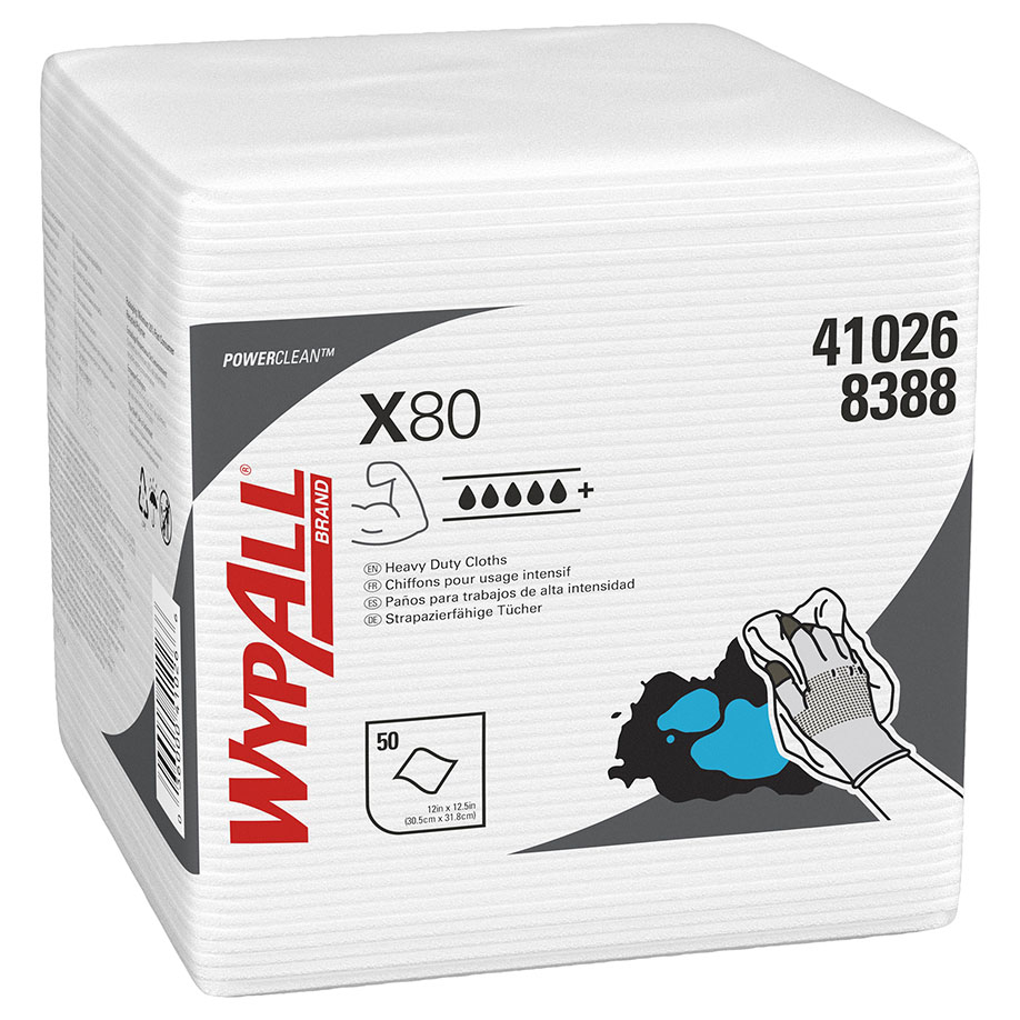 WYPALL X80 Wischtücher, geprägt, 1-lagig, weiß, 30,5x31,8 cm (4 x 50 Bl.)