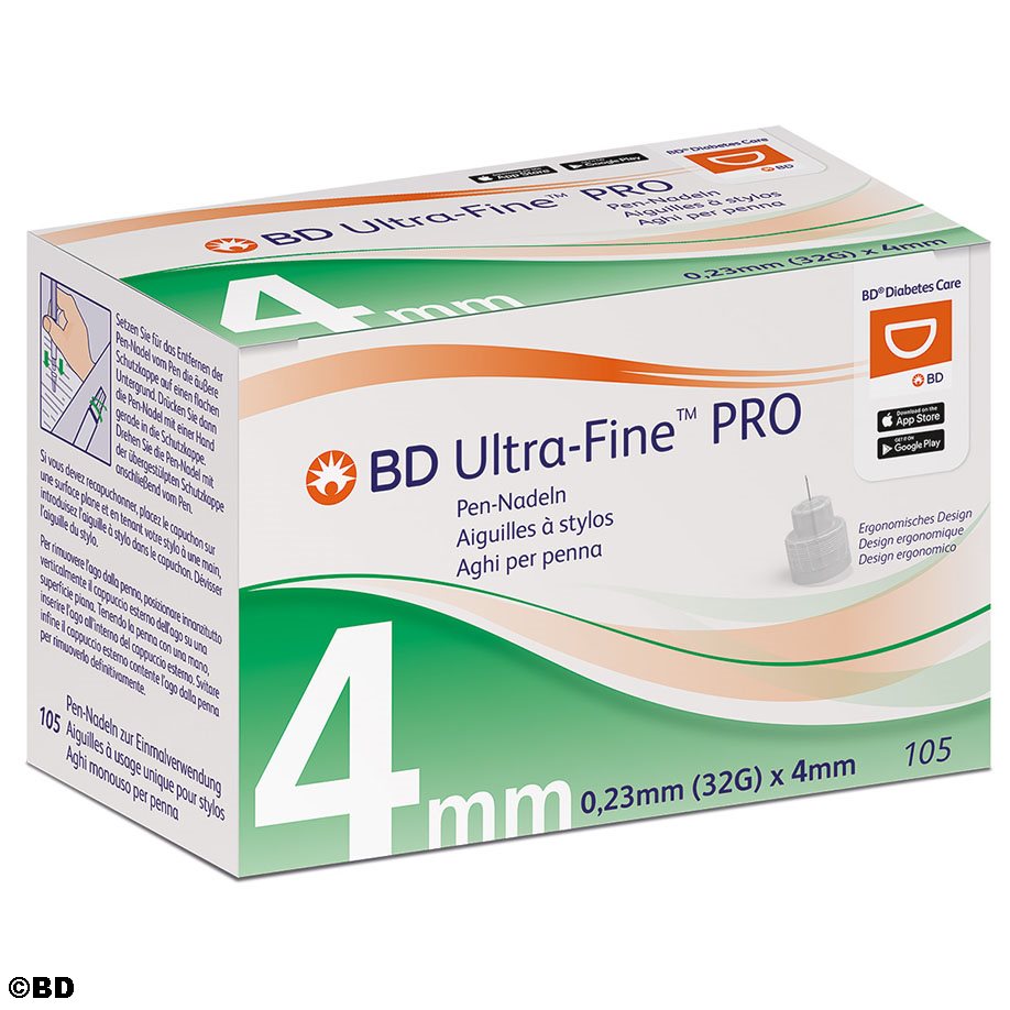 BD Ultra-Fine PRO Pen-Nadeln 32 G 0,23 x 4 mm (105 Stck.)