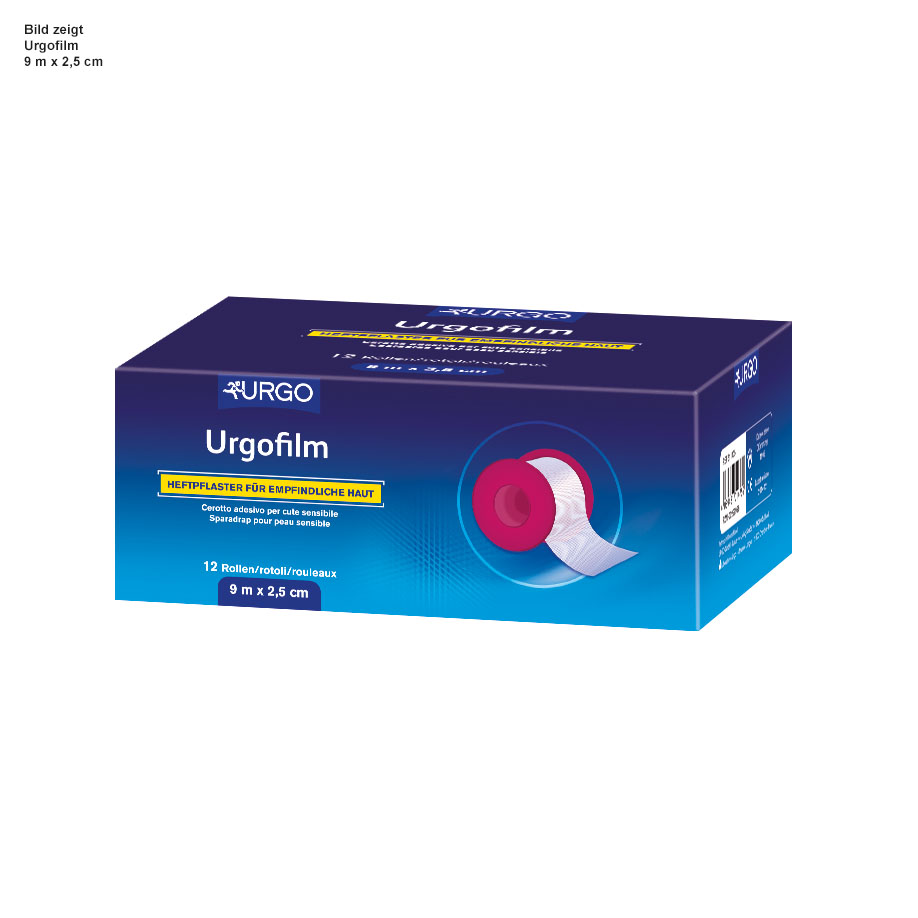 Urgofilm Rollenpflaster, transparent, 9 m x 2,5 cm, ohne Schutzring (12 Rl.)