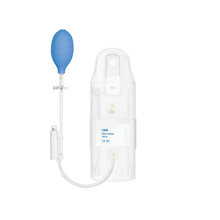 Druckinfusionsmanschette Infusor 500 ml mit Handgebläse, Dreiwegehahn und