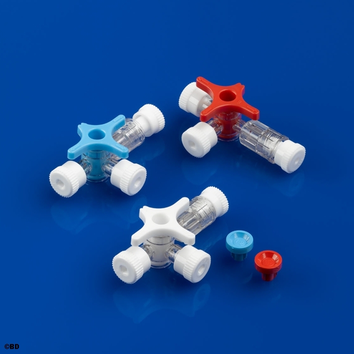 BD Connecta Plus 3 Dreiwegehahn, ohne Schlauch, weiß