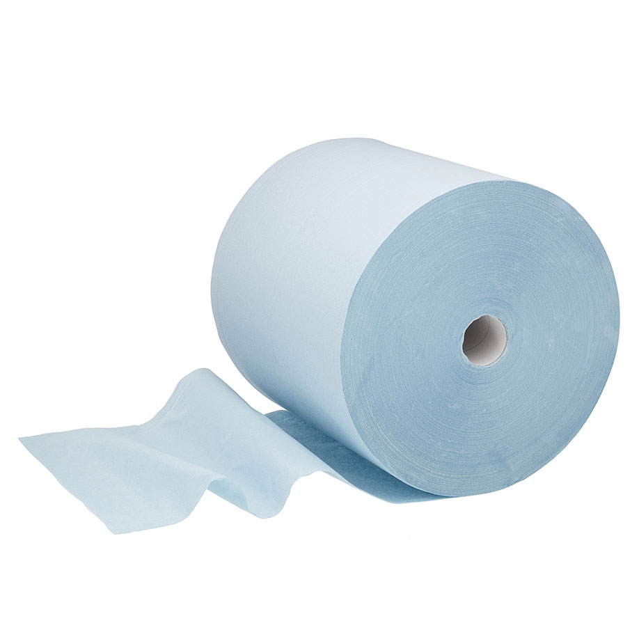 WYPALL Papierwischtücher Großrolle, 3-lagig blau 38 x 37cm (1 Rl. à 670 Bl.)