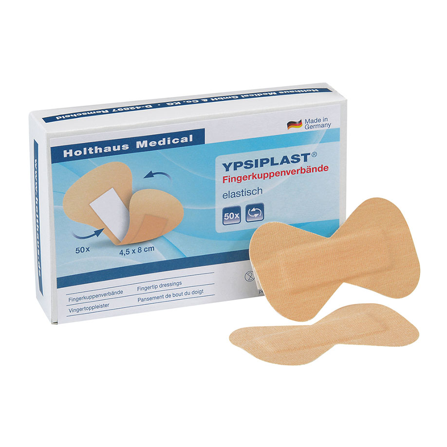 YPSIPLAST Fingerkuppenverband hautfarben 4,5 x 8 cm, elastisch (50 Stck.)