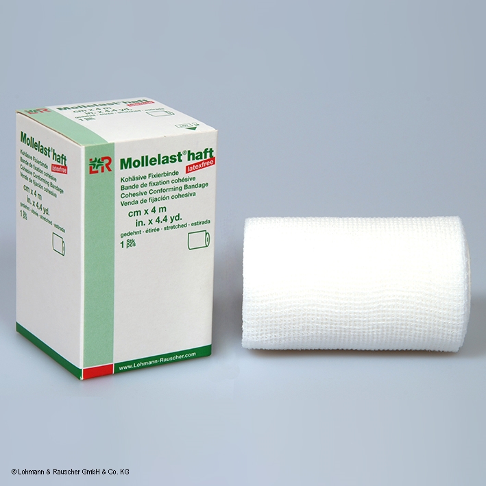 Mollelast haft latexfrei Fixierbinde weiß, 4 m x 4 cm