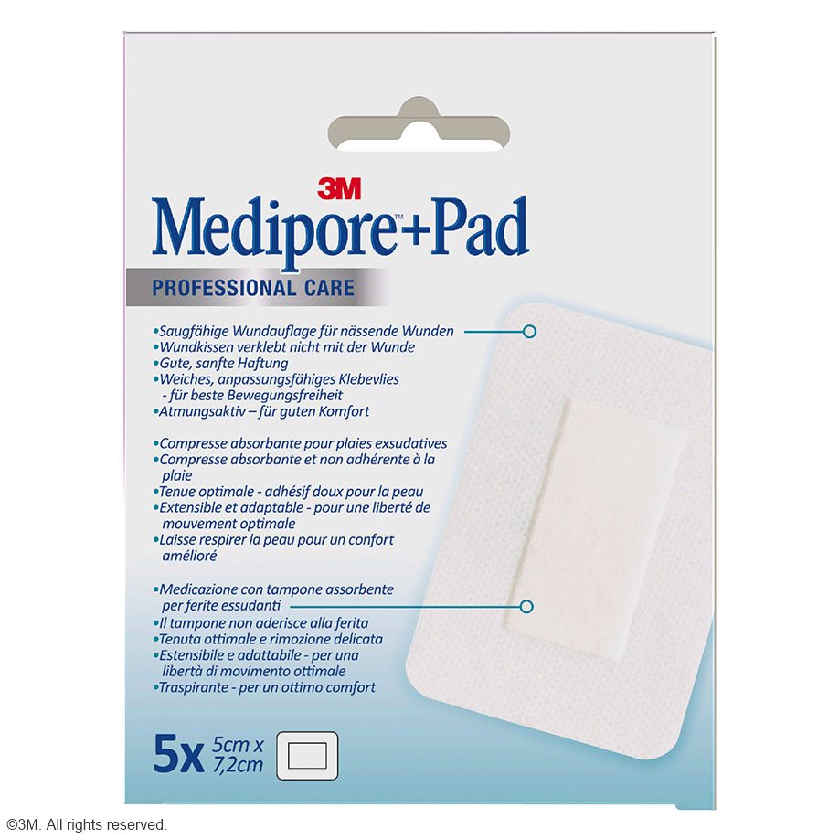 3M Medipore + Pad Fertigverband, steril, 5 x 7 cm (5 Stck.)
