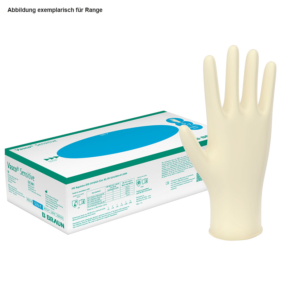 Vasco Sensitive Untersuchungshandschuhe PF, hell, Latex, groß (100 Stck.)