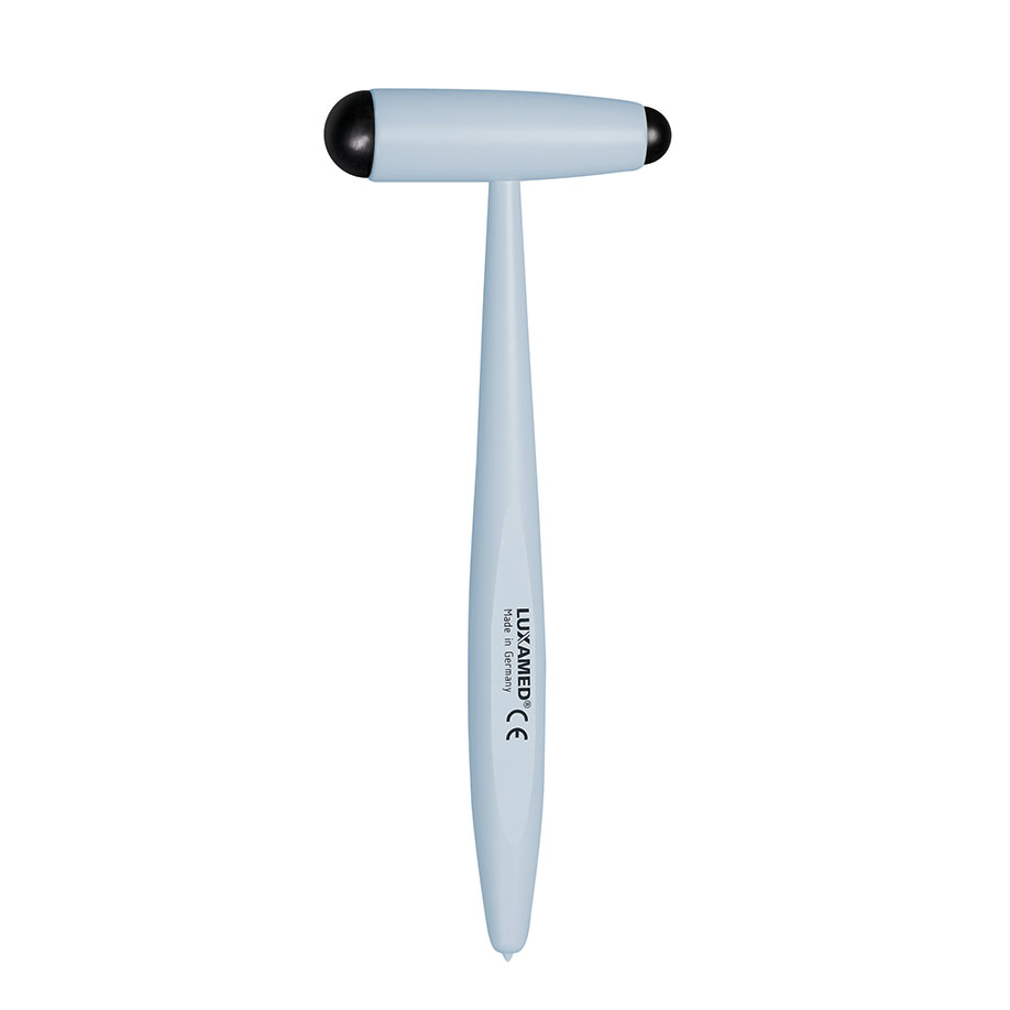 Reflexhammer nach Buck, klein, 18 cm, Aluminium, weiß-blau