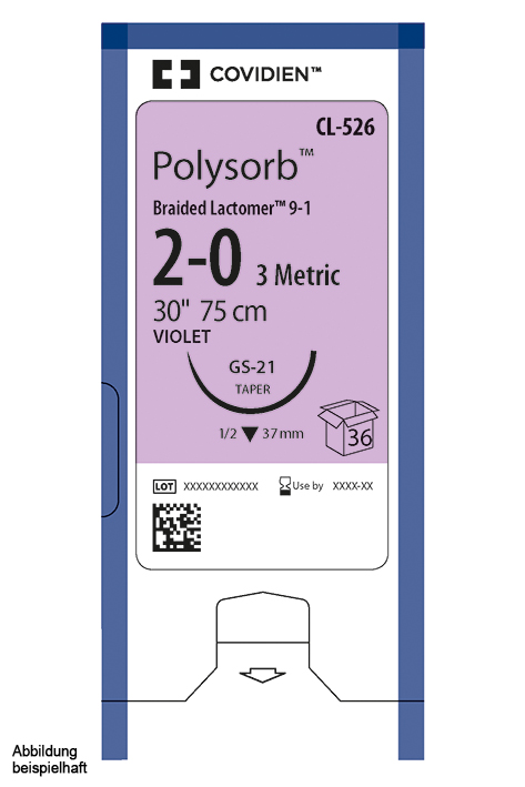 Polysorb geflochten CV-23 3/0=2 Nahtmaterial Fadenlänge 75 cm (36 Stck.)