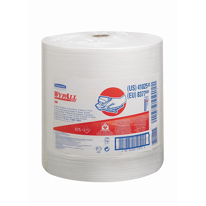 WYPALL X80 Wischtücher Großrolle, geprägt, weiß, 31,5 x 34 cm (475 Bl.)