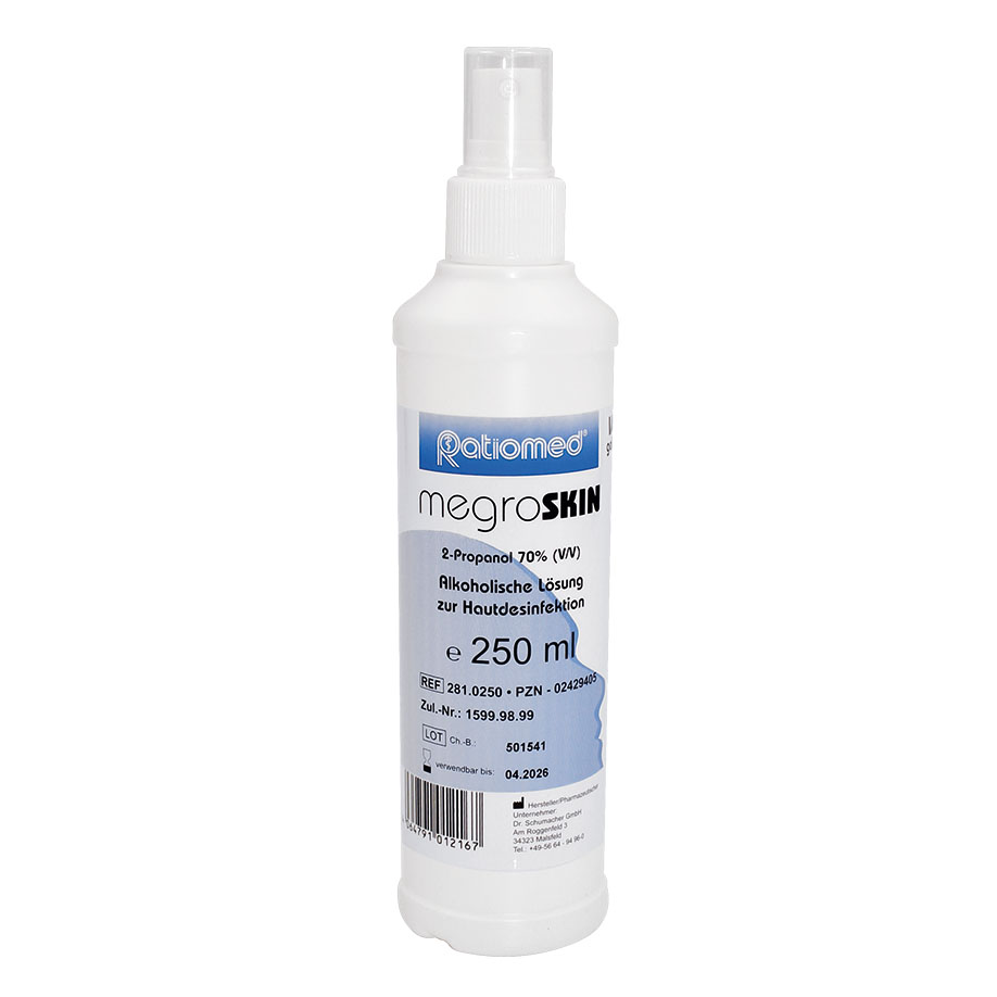megroSKIN 250 ml Sprühflasche Hautdesinfektion