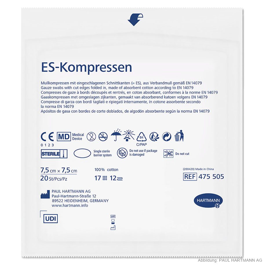 ES-Kompressen steril 12-fach 7,5 x 7,5 cm (5 x 20 Stck.)