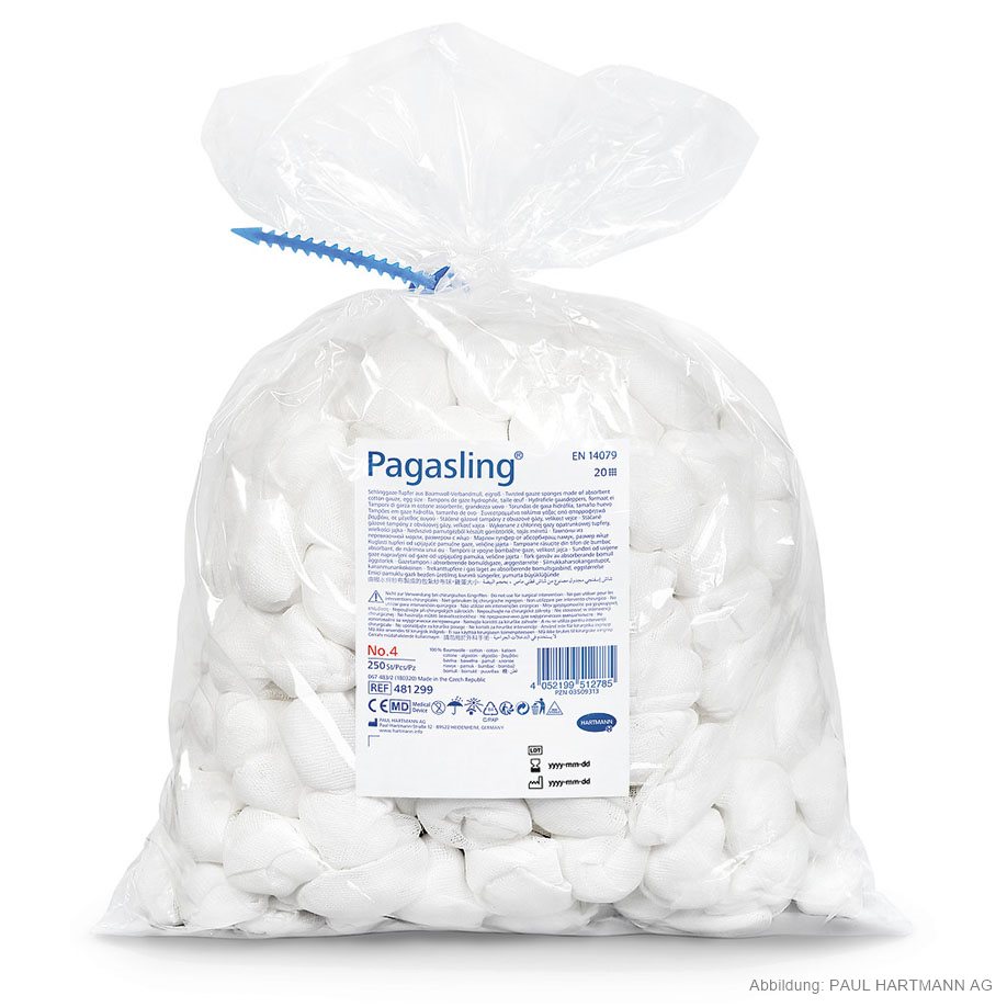 Pagasling Schlinggazetupfer unsteril Gr. 4, eigroß (4 x 250 Stck.)