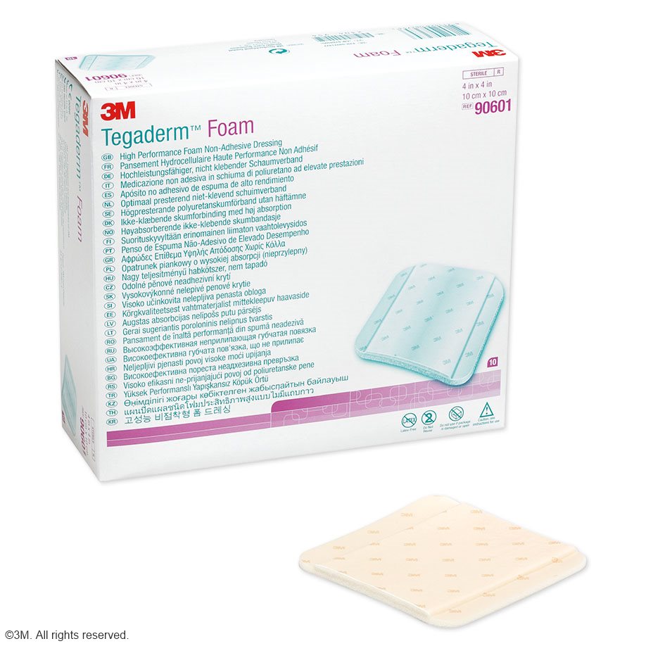 3M Tegaderm Foam Schaumverband nicht klebend, 10 x 10 cm (10 Stck.)