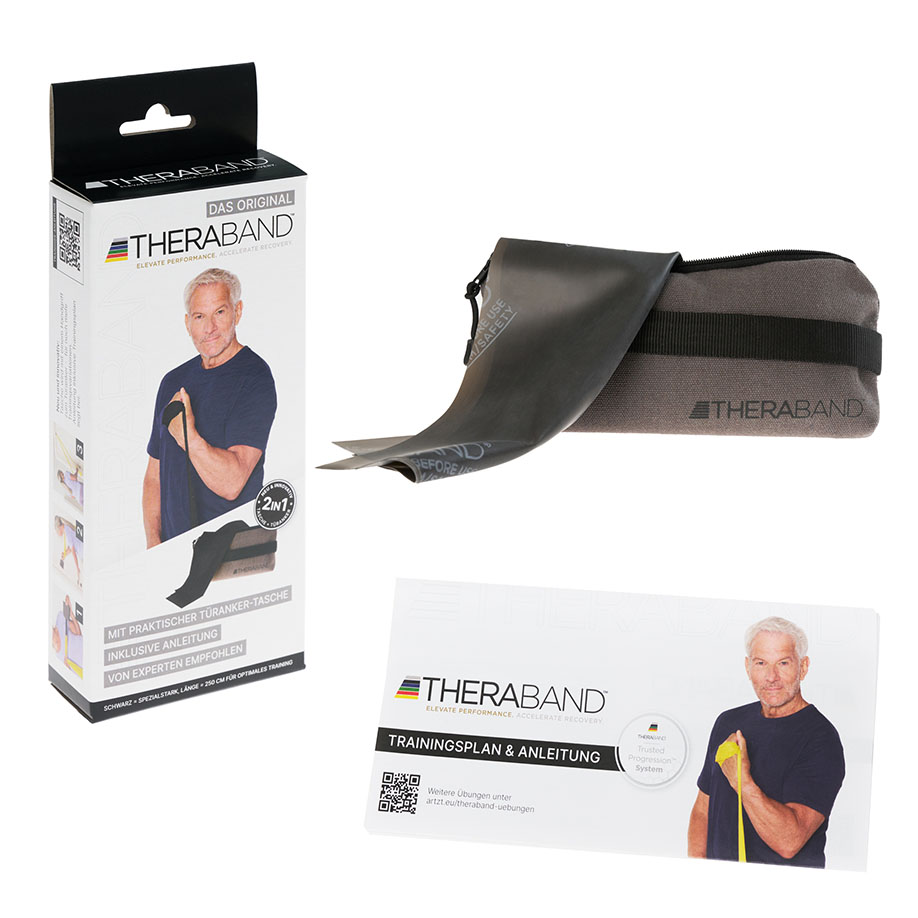 TheraBand 2,5 m, schwarz/spez. stark inkl. Türanker-Tasche m. Übungsanleitung