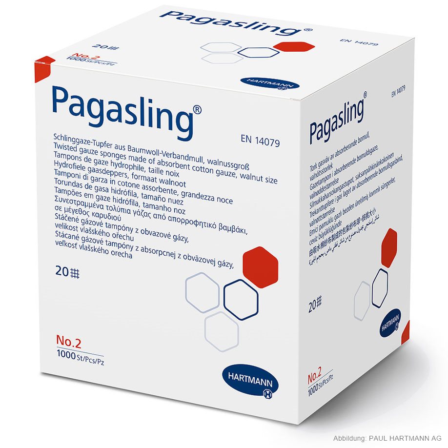 Pagasling Schlinggazetupfer unsteril Gr. 2, walnußgroß (1000 Stck.)