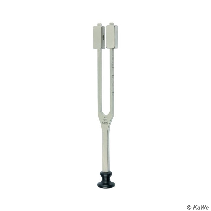 Stimmgabel nach Lucae c 128 Hz mit Dämpfern und Kunststofffuß