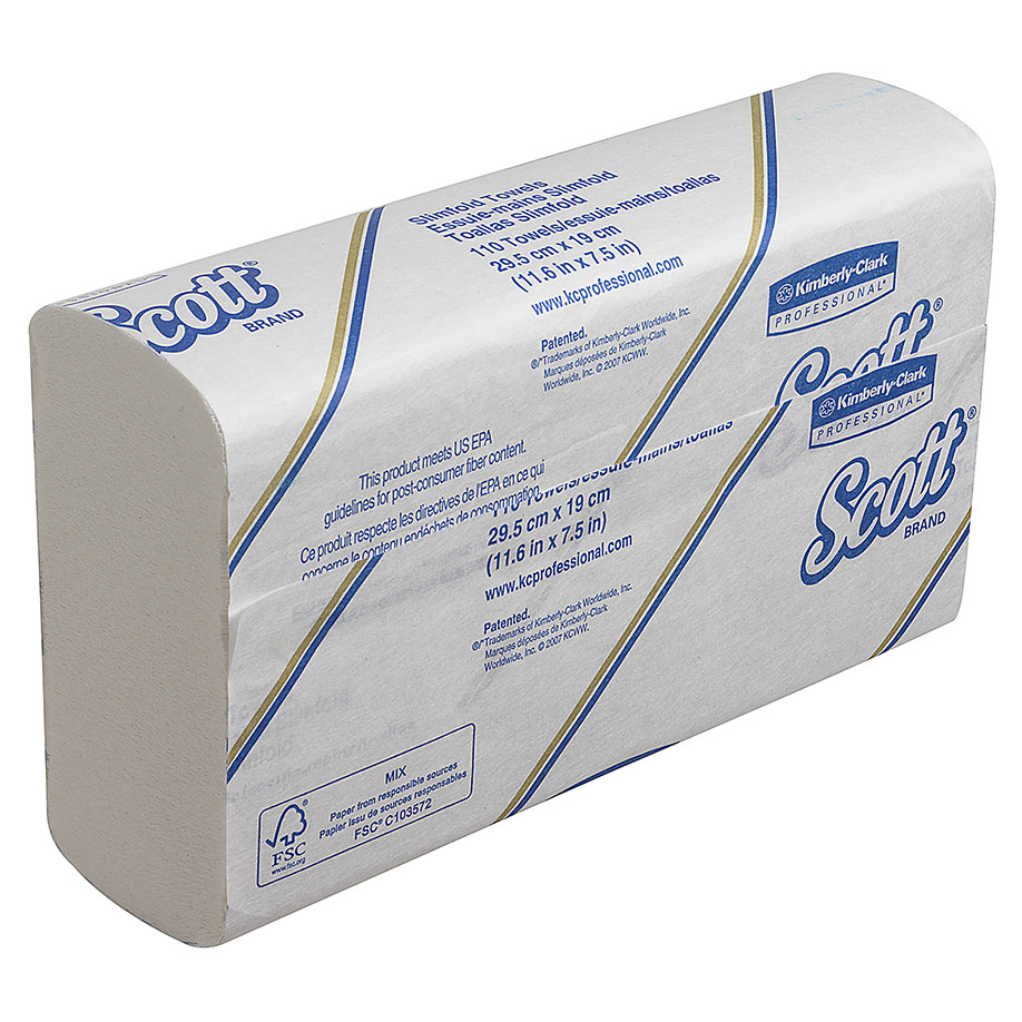 SCOTT Slimfold Handtücher, 1-lagig, weiß, 19 x 29,5 cm (16 x 110 Bl.)