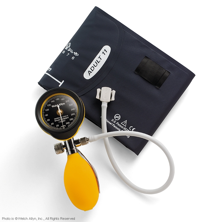 DuraShock Blutdruckmessgerät DS55 gelb, Ø 50 mm, verchromt, 1-Schlauch,
