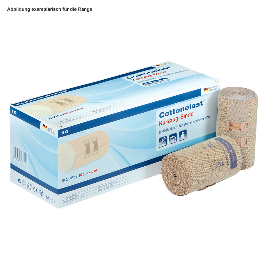 Cottonelast Kurzzugbinde 5 m x 6 cm hautfarben, mit Verbandklammern