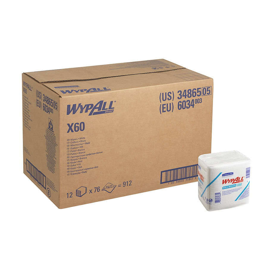 WYPALL X60 Wischtücher, 1-lagig, weiß, 31 x 32 cm (12 x 76 Bl.)