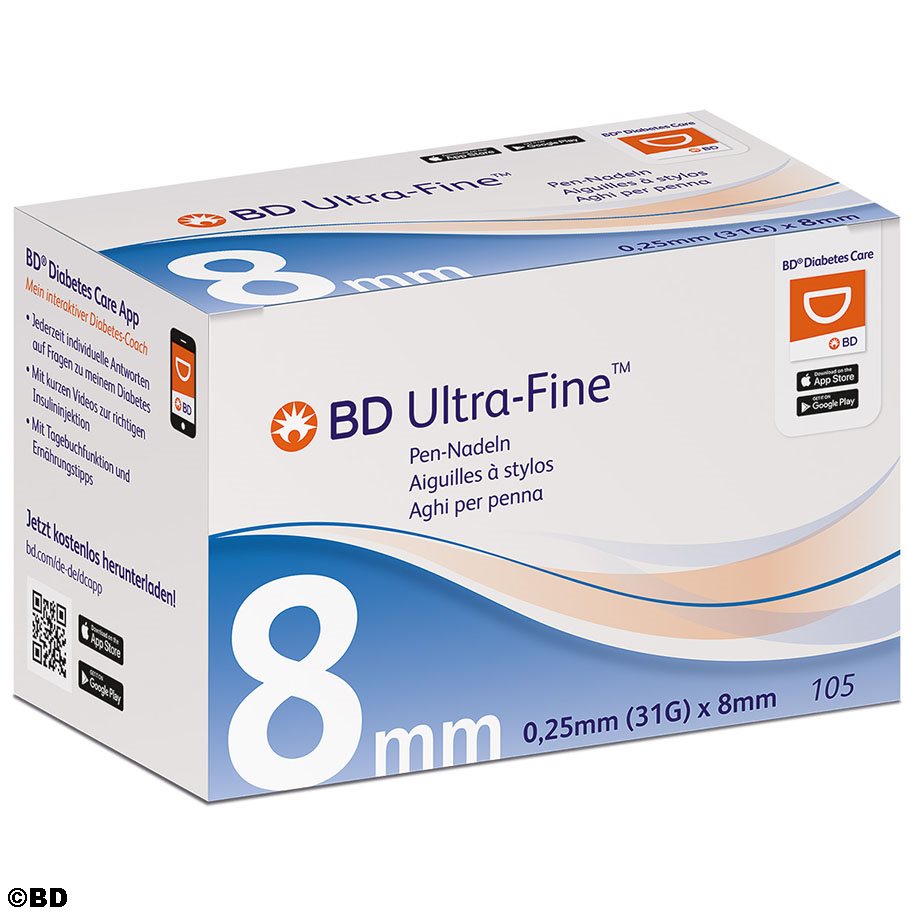 BD Ultra-Fine Pen-Nadeln 31 G 0,25 x 8 mm (105 Stck.)
