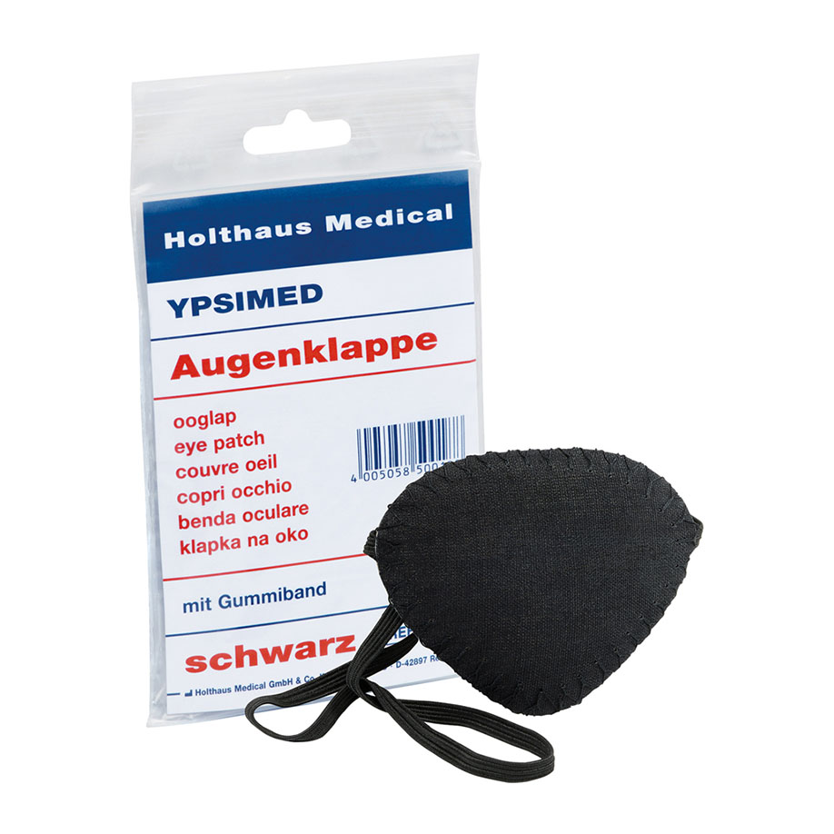 YPSIMED Augenklappe mit Gummiband, schwarz, oval