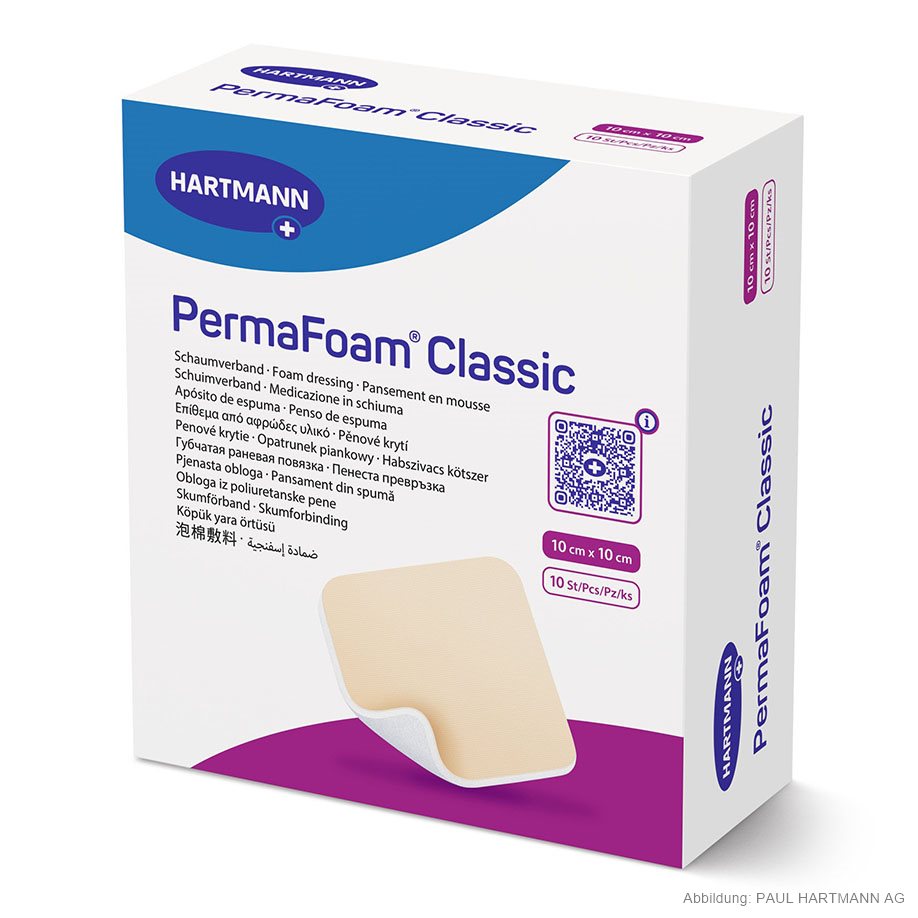 PermaFoam Classic Schaumverband steril, 10 x 10 cm (10 Stck.)
