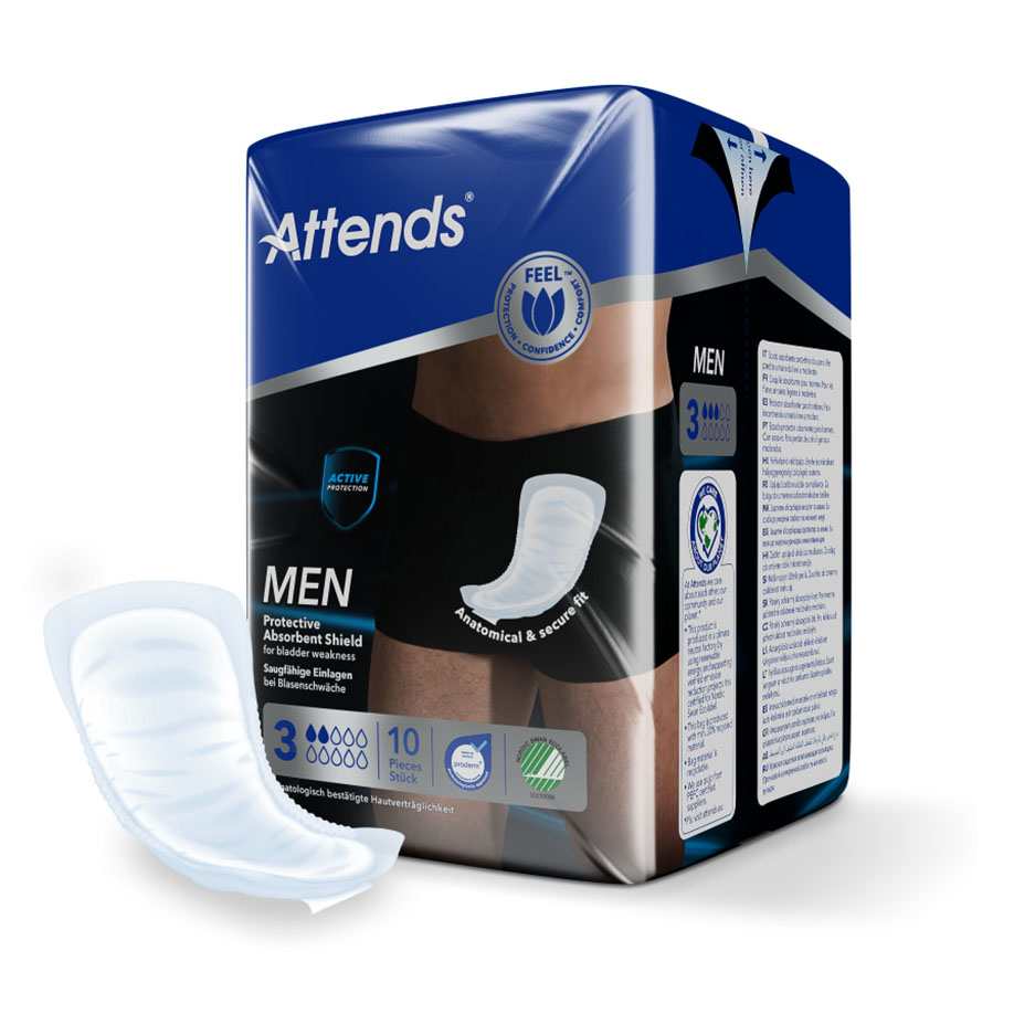 *Attends Men 3 Protective Absorbent Shield Inkontinenzeinlagen (10 Stck.) - ausser Handel - / Alternative: ATT 212813