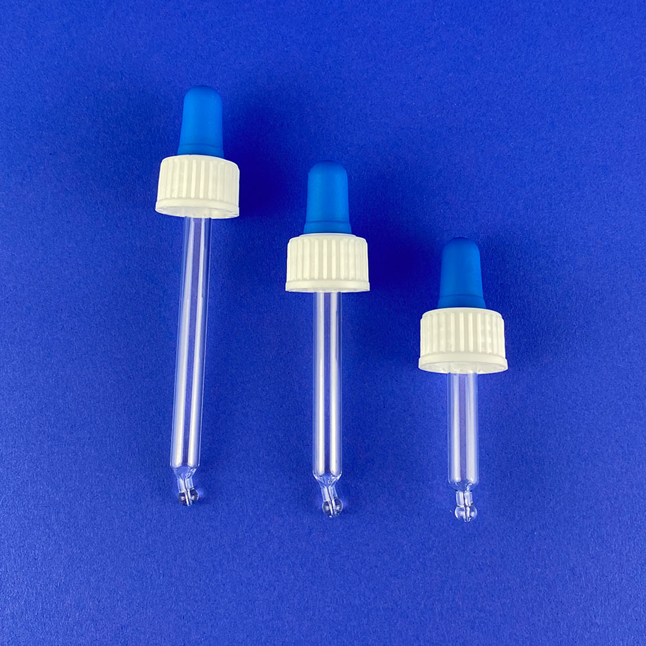 Pipettenmontur für Tropfflasche 50 ml mit Saughütchen blau
