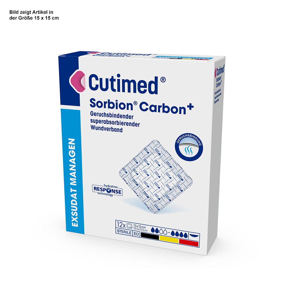 Cutimed Sorbion Carbon+ Wundauflagen 15 x 15 cm, steril (12 Stck.)
