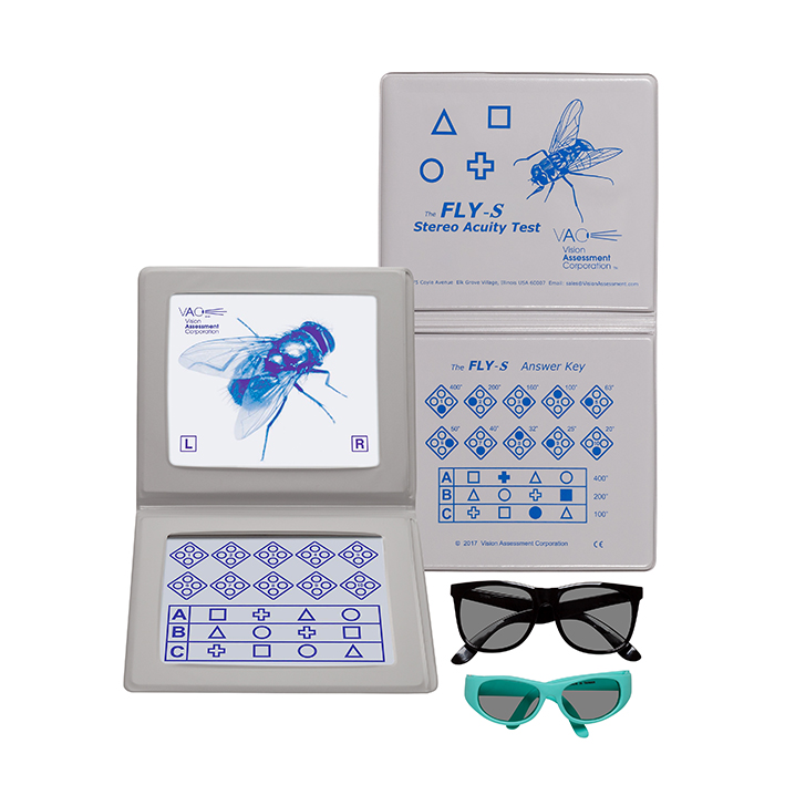 Stereotest Fliege-S (The Fly-S) mit geometrischen Formen, Buchformat