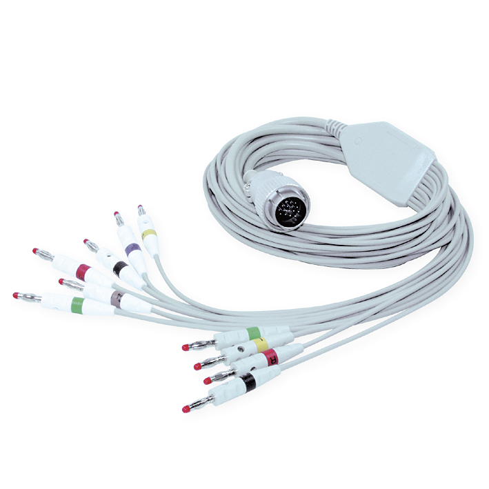 EKG-Komplettkabel mit Bananenstecker für Cardioline Delta 1 / 3 / 30 / 60,