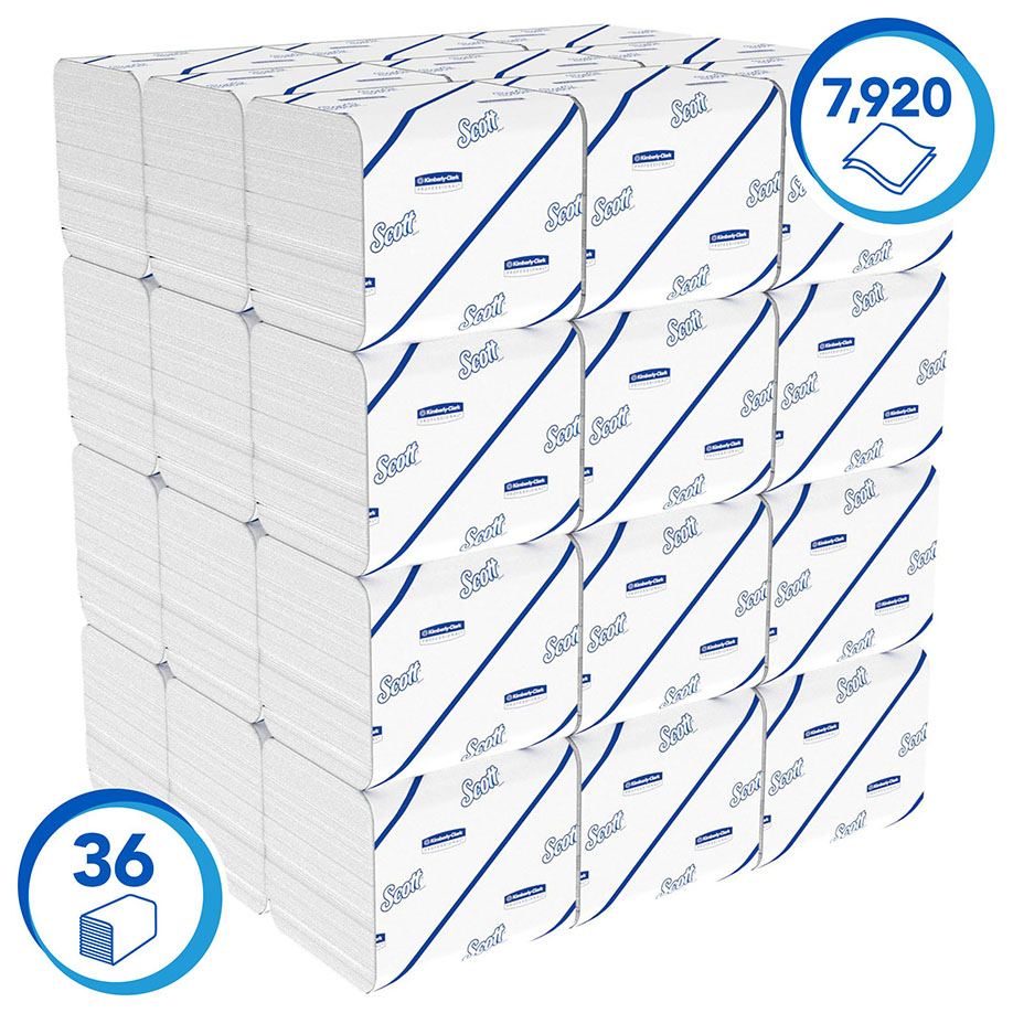 SCOTT Control Toilet Tissue, 2-lagig, weiß, 11,7 x 18,6 cm (36 x 220 Bl.)