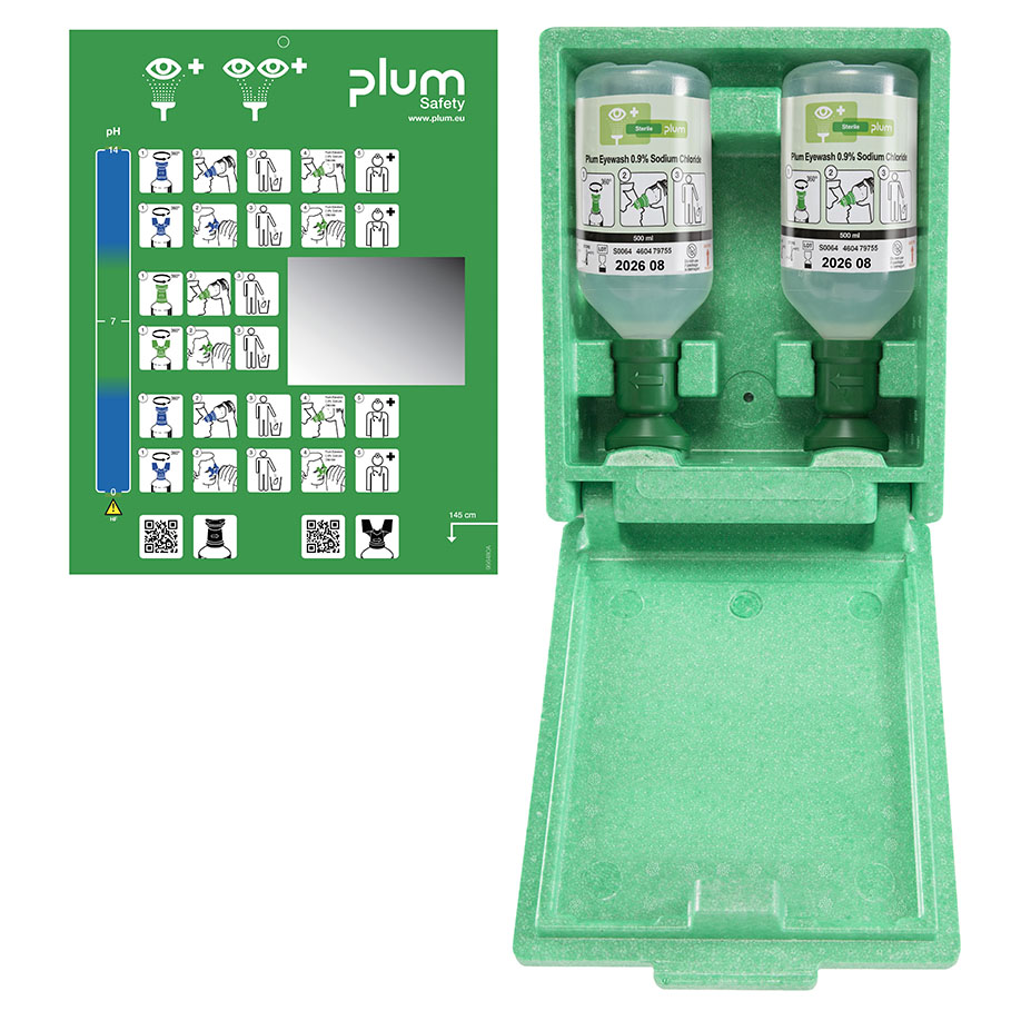 Plum Green Box mit 2 Flaschen, in Wandbox mit separater Piktogrammtafel