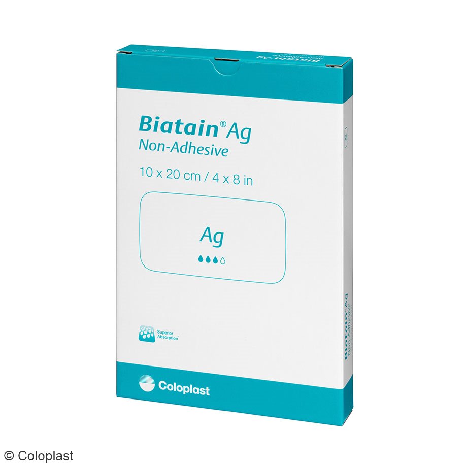 Biatain Ag Schaumverband mit Silber, steril, 10 x 20 cm (5 Stck.)