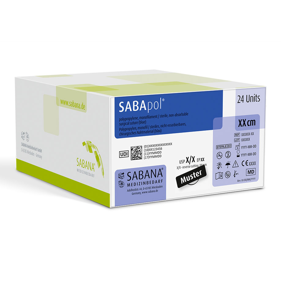 SABApol blau 2-0=3 monofil Nahtmaterial Fadenlänge 75 cm (24 Stck.)