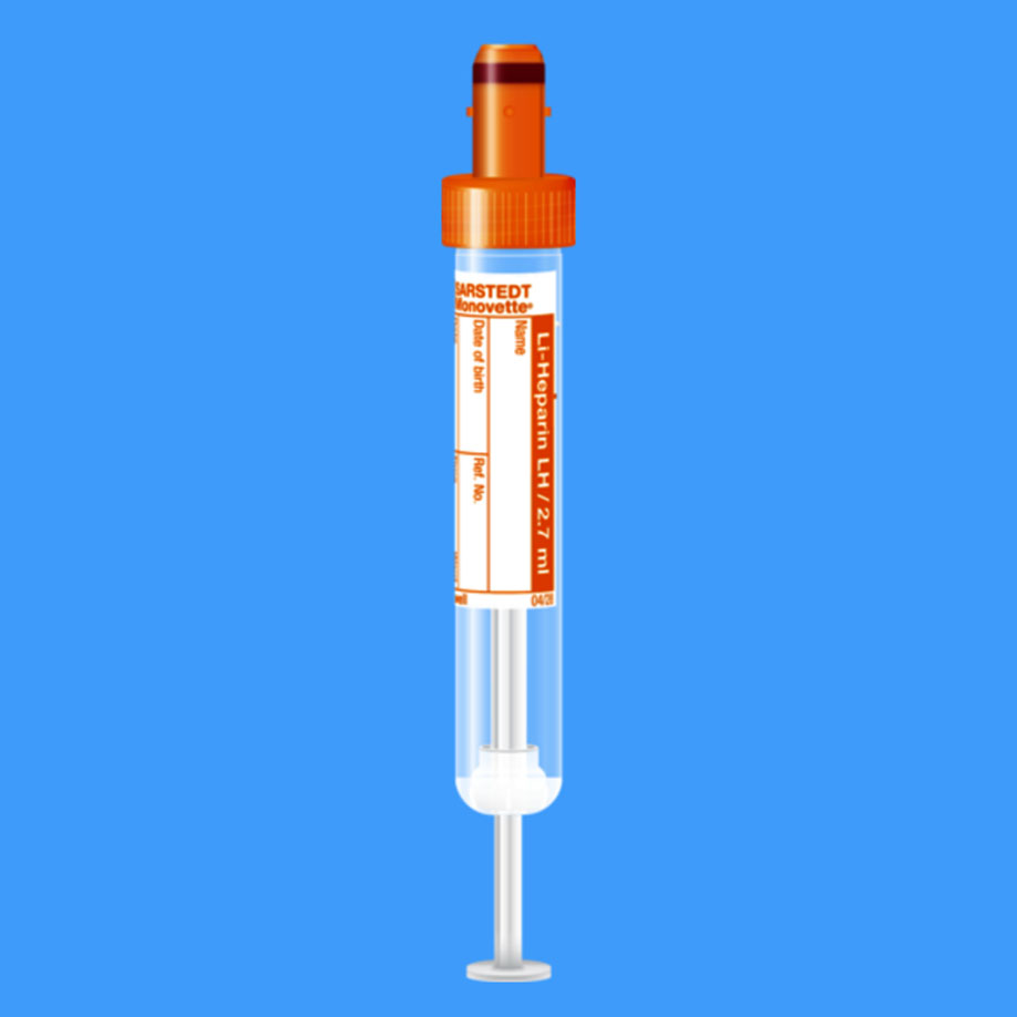 S-Monovetten 2,7 ml, 75 x 13 mm Lithium- Heparin, Papieretikett, steril (50Stck.)