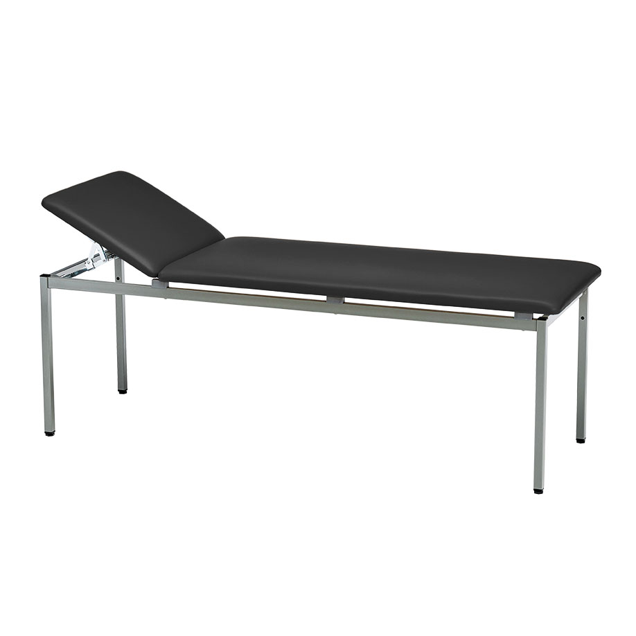 Untersuchungsliege classic schwarz, graualuminium lackiert,inkl.Rollenhalter