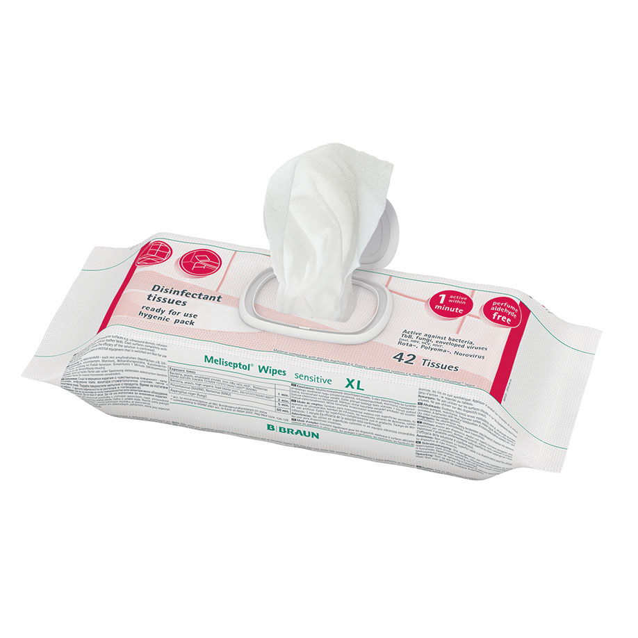 Meliseptol Wipes sensitive flowpack XL (42 T.) Flächenschnelldesinfektion